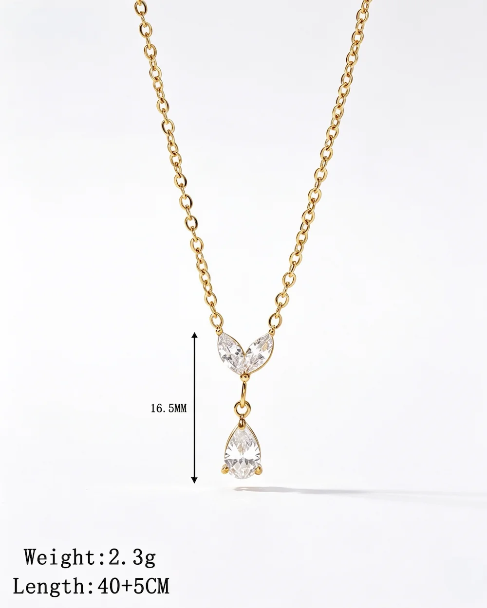 The Petal Drop Titanium Steel Geometric Necklace in Gold